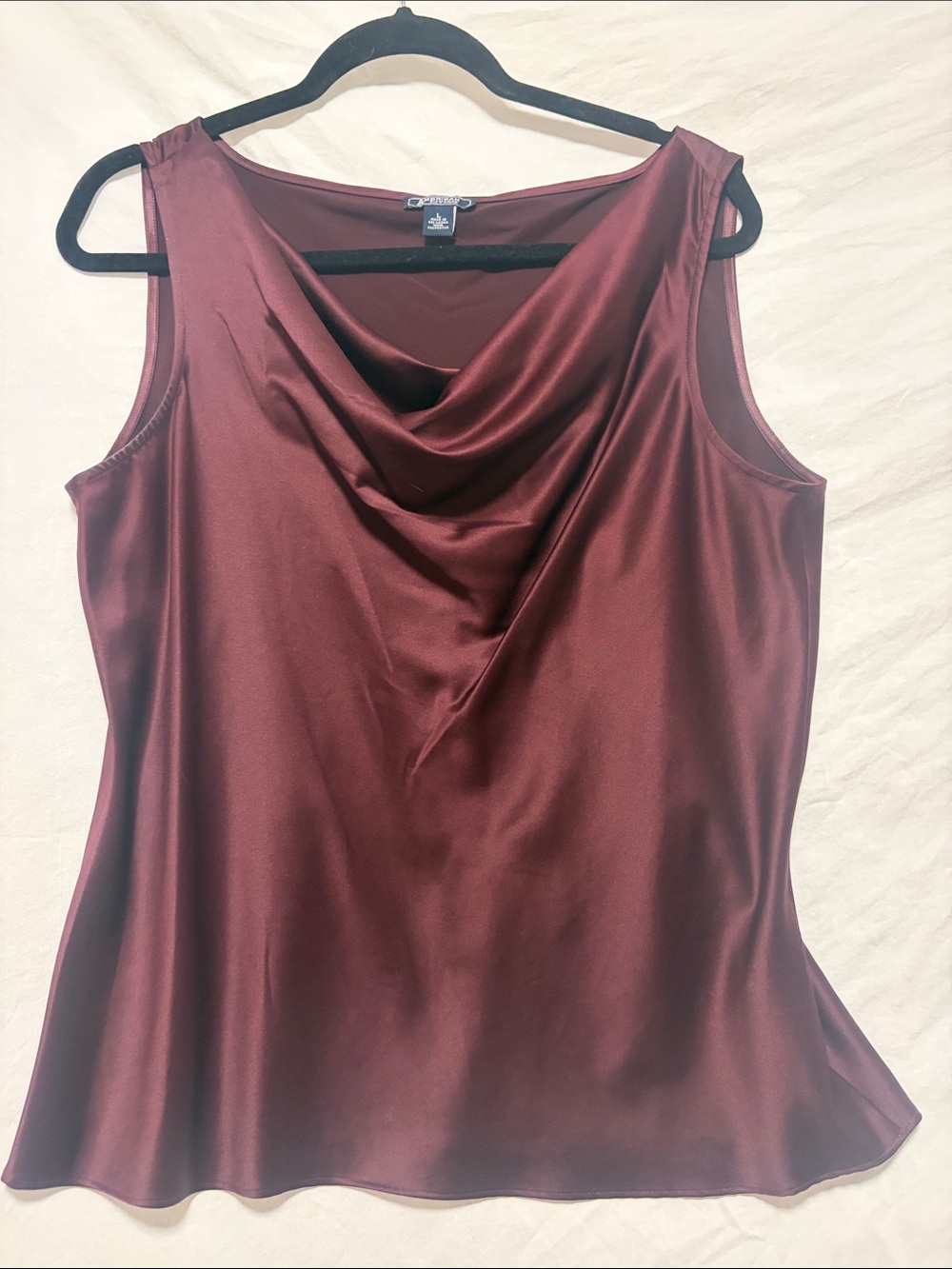 American Living Satin Cowl Neck Camisole - Burgundy